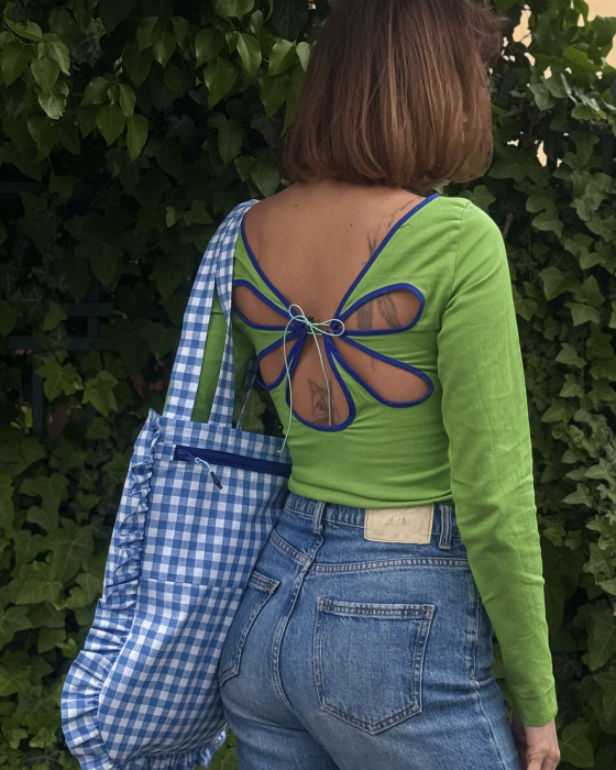 "PLAID" Ruffle Tote-bag - Image 2