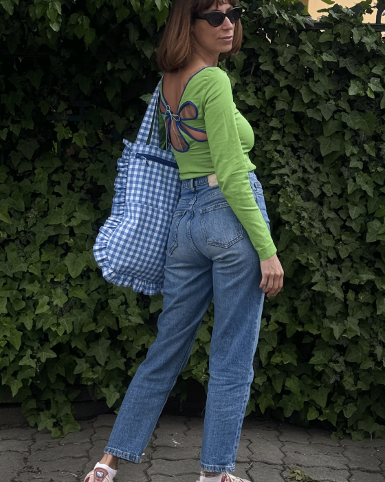 "PLAID" Ruffle Tote-bag - Image 3
