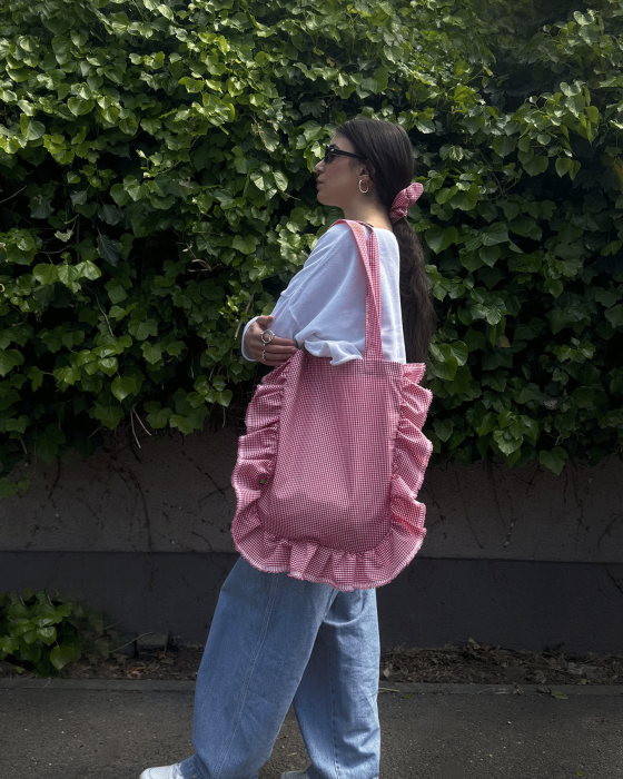 "TARTAN" Ruffle Tote-bag - Image 2